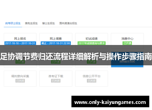 足协调节费归还流程详细解析与操作步骤指南